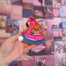 Load image into Gallery viewer, Flamingo Floatie with Books Freshie