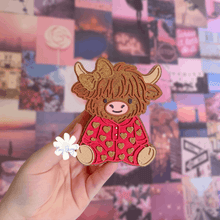 Load image into Gallery viewer, Highland Cow in Pajamas Car Freshie

